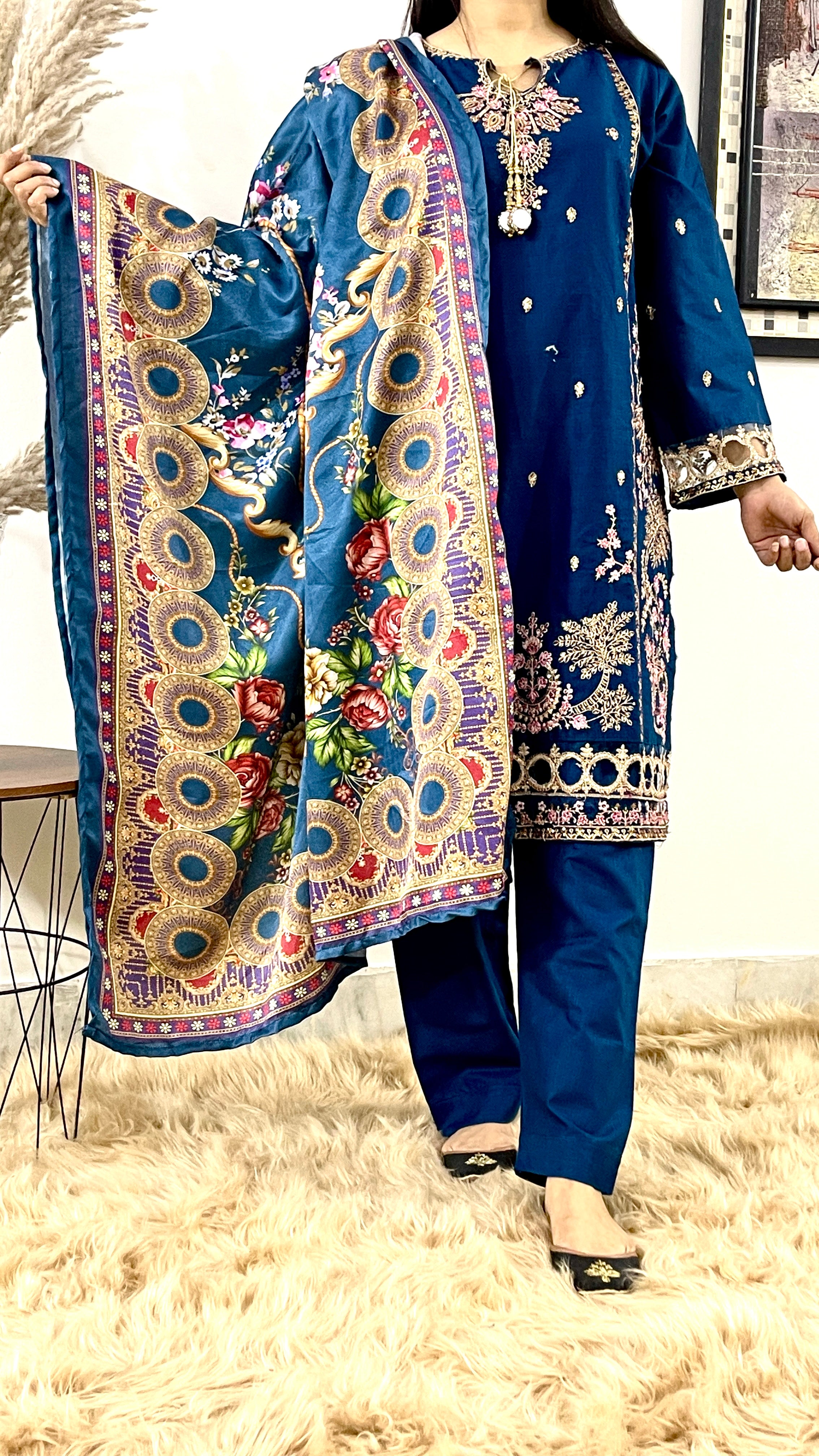 Embroidered Cotton 3Pc RTW (LSP-3002)