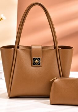 Elegant Tan Tote Bag with Matching Pouch ✨